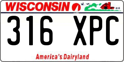 WI license plate 316XPC
