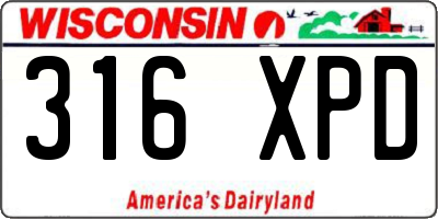 WI license plate 316XPD