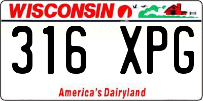 WI license plate 316XPG