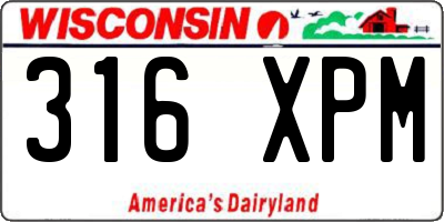 WI license plate 316XPM