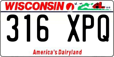 WI license plate 316XPQ