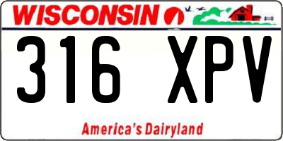 WI license plate 316XPV