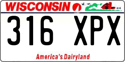 WI license plate 316XPX