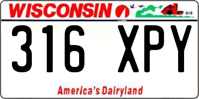 WI license plate 316XPY