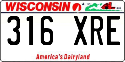WI license plate 316XRE