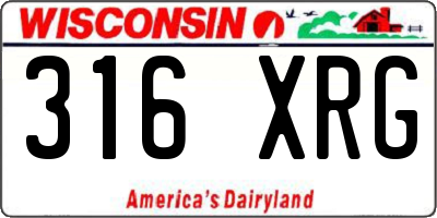 WI license plate 316XRG