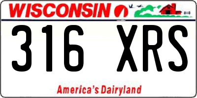 WI license plate 316XRS