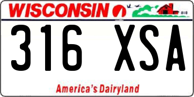 WI license plate 316XSA