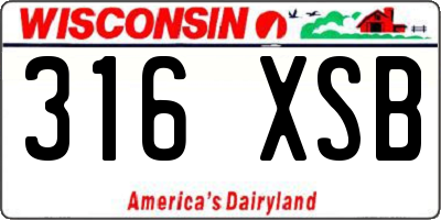 WI license plate 316XSB