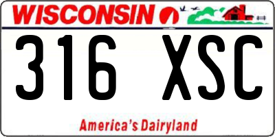 WI license plate 316XSC