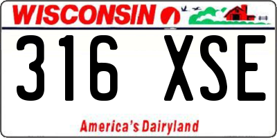 WI license plate 316XSE