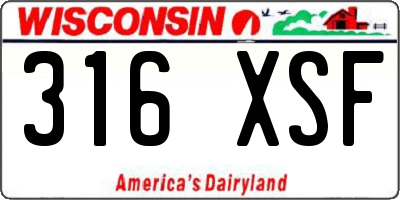 WI license plate 316XSF