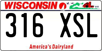 WI license plate 316XSL