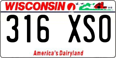 WI license plate 316XSO