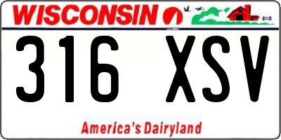 WI license plate 316XSV