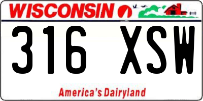 WI license plate 316XSW