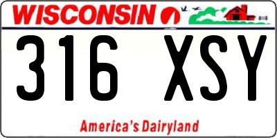 WI license plate 316XSY