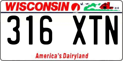 WI license plate 316XTN