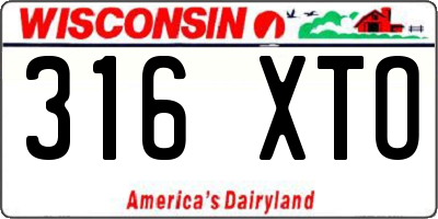 WI license plate 316XTO