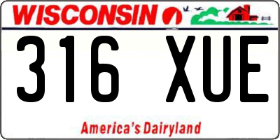 WI license plate 316XUE