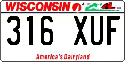 WI license plate 316XUF