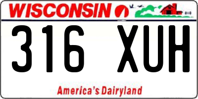 WI license plate 316XUH