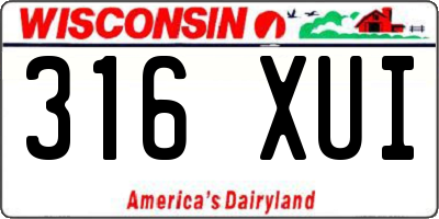 WI license plate 316XUI