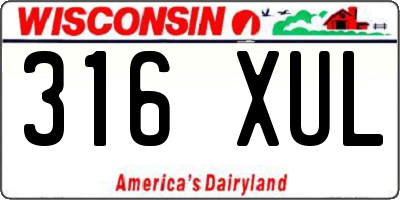 WI license plate 316XUL
