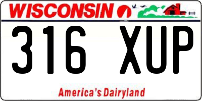 WI license plate 316XUP