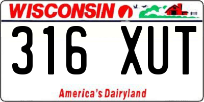 WI license plate 316XUT