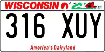 WI license plate 316XUY