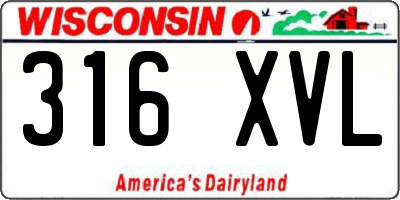 WI license plate 316XVL