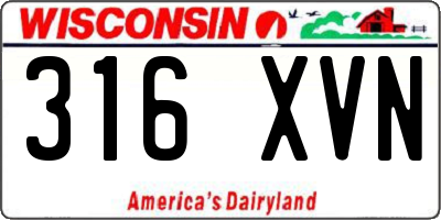 WI license plate 316XVN
