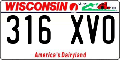 WI license plate 316XVO