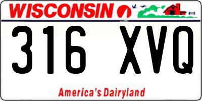 WI license plate 316XVQ