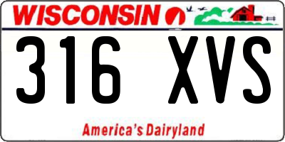 WI license plate 316XVS