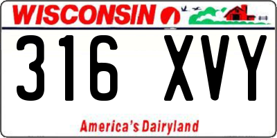 WI license plate 316XVY