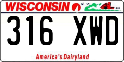 WI license plate 316XWD