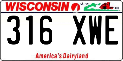 WI license plate 316XWE