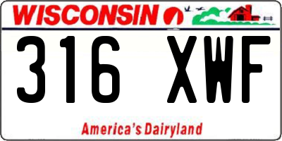 WI license plate 316XWF