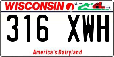 WI license plate 316XWH