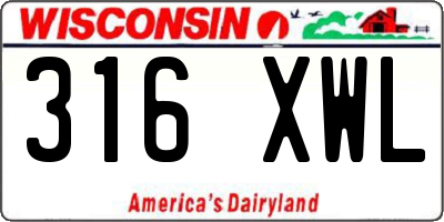 WI license plate 316XWL