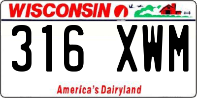 WI license plate 316XWM