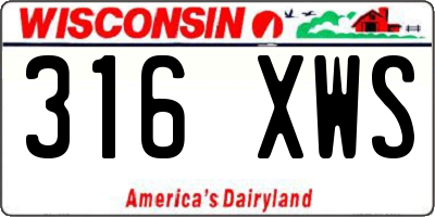 WI license plate 316XWS