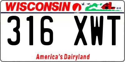WI license plate 316XWT