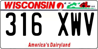 WI license plate 316XWV