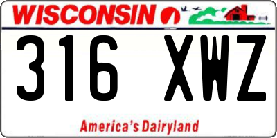 WI license plate 316XWZ