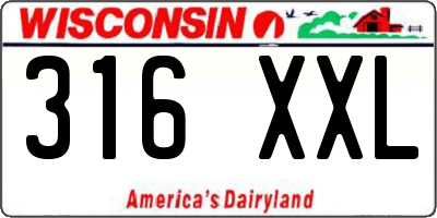 WI license plate 316XXL