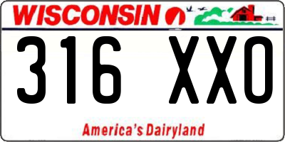 WI license plate 316XXO