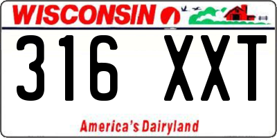 WI license plate 316XXT